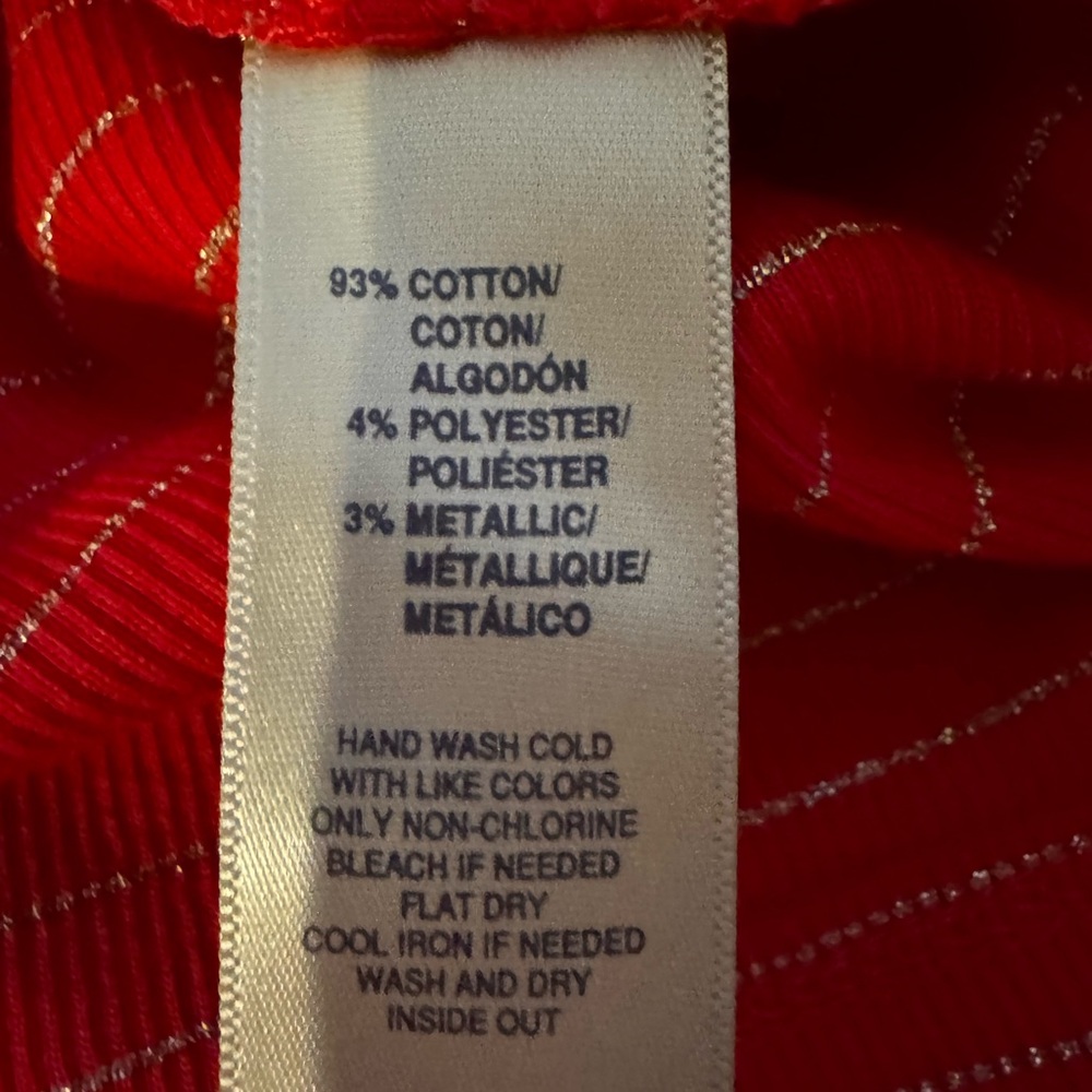Red Striped Button-Shoulder SweaterSize Large - Picture 6 of 6
